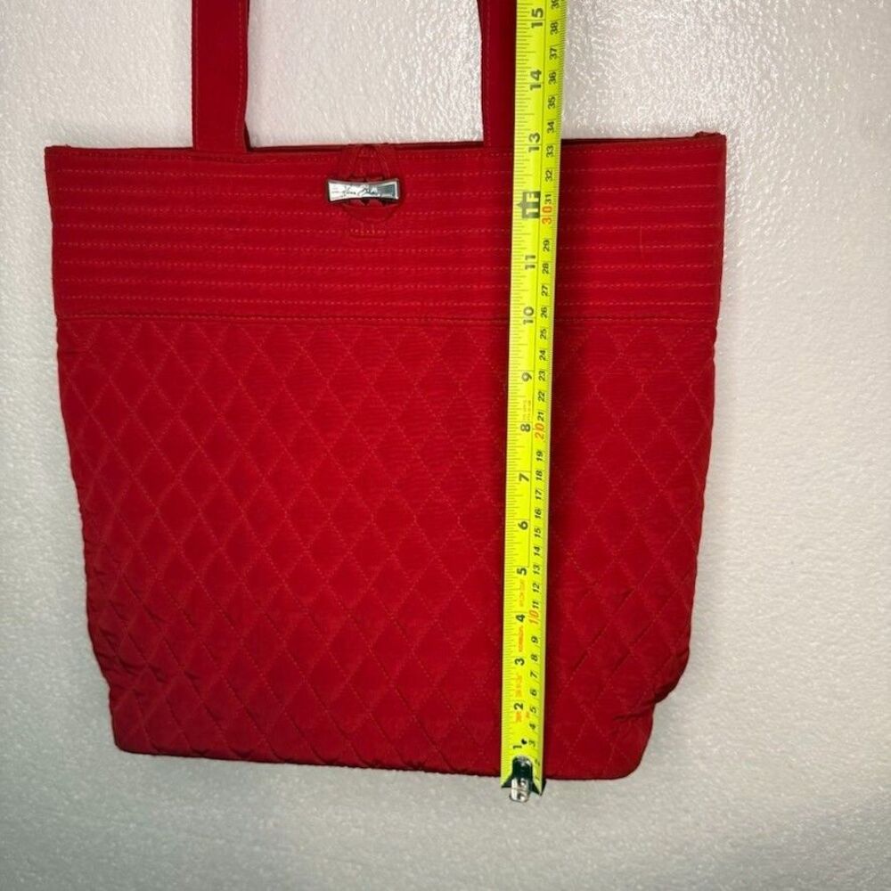Vera Bradley Beta Fire RED Pleated Large Tote 13x14 - Picture 7 of 9